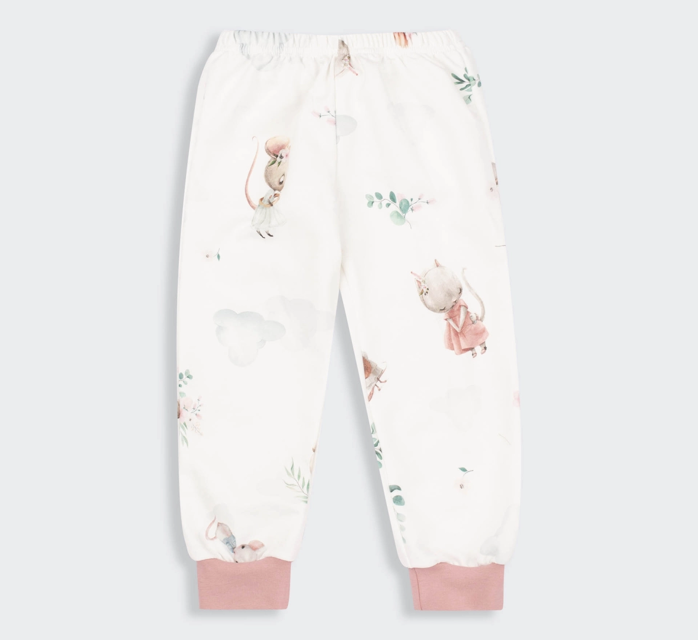 Піжама, ПЖ55, байка, p.128, молочний-рожевий-малюнок 