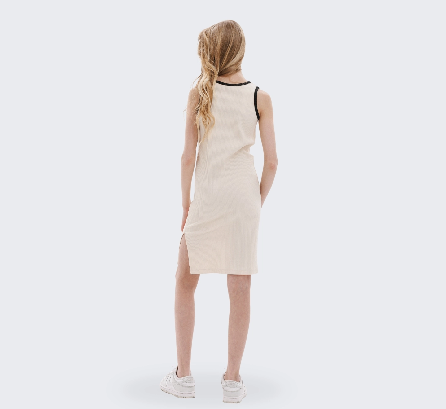 Сукня, ПЛ419, трикотаж рубчик, p.152/158, молочний 